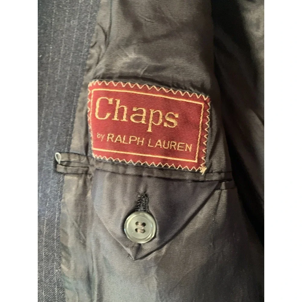Chaps Ralph Lauren Vtg Wool Blazer 42L Pinstripe Grey Nordstrom Sport Coat Flaw